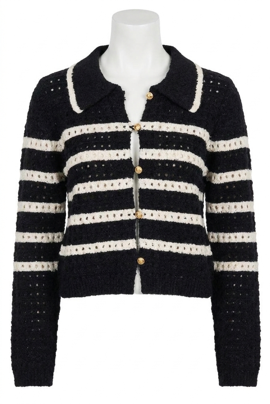 NEW LINE AND DOT let me be cardigan in black & ivory